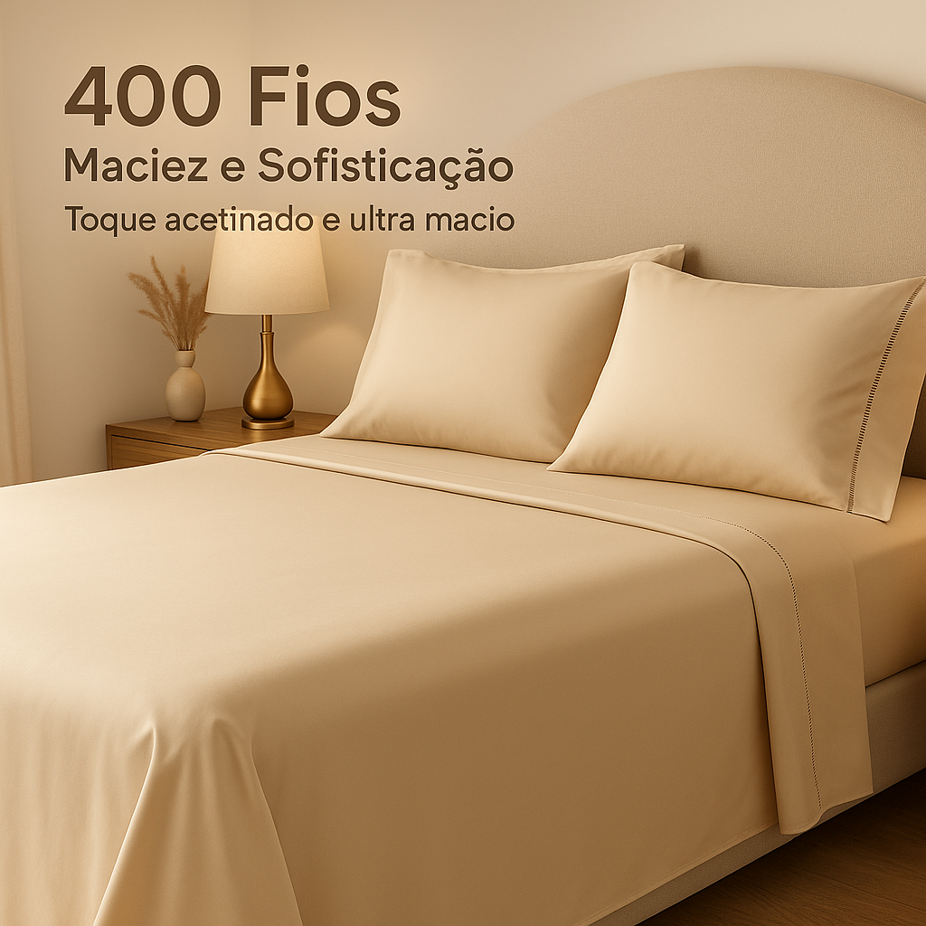Lençol Premium 400 Fios Acetinado + 2 Fronhas