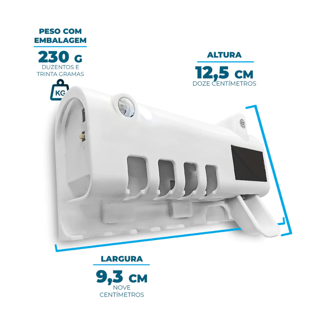 Suporte para Escova de Dente com Dispenser Automático de Pasta e Esperilizador UV
